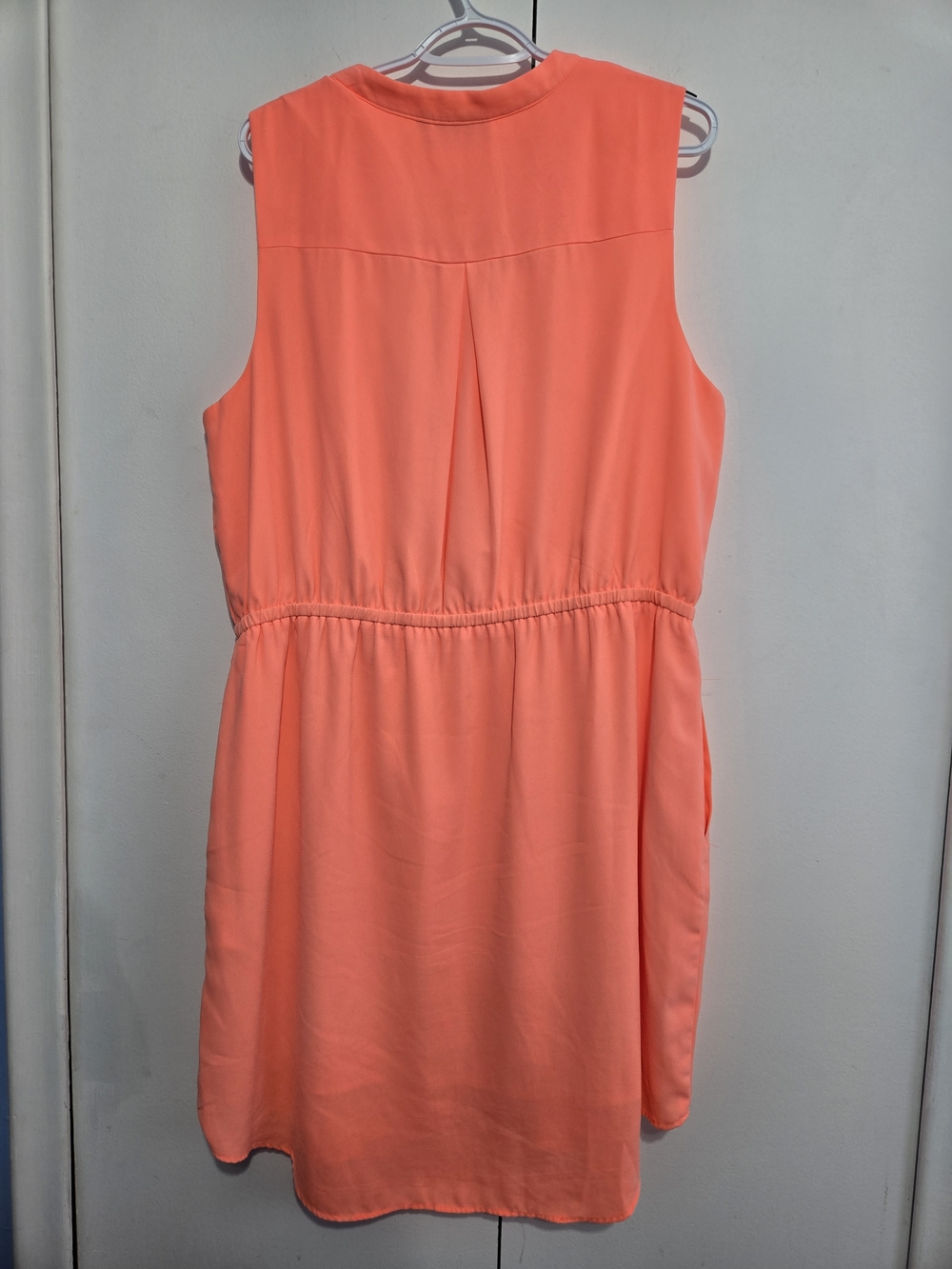 Apt 9 Coral Sleeveless Dress XXL Cinched Waist Shift Dress Bright Orange - Picture 6 of 6